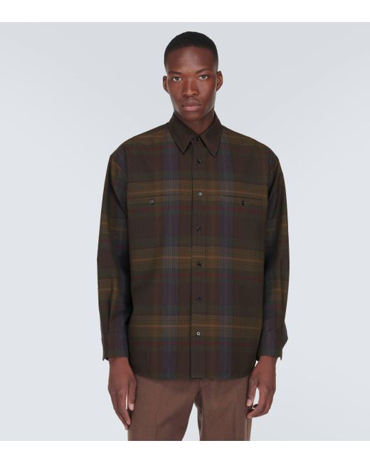 Lemaire Black Checked Wool Shirt for men