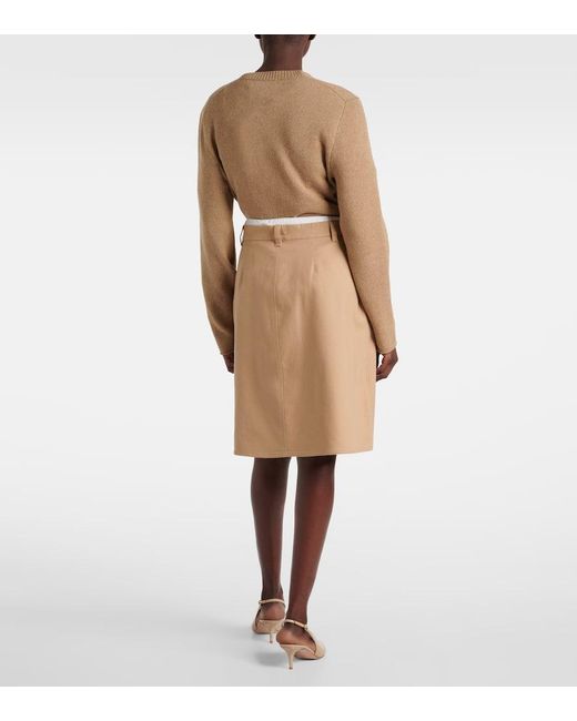 Vince Natural Layered Cotton Twill Midi Skirt