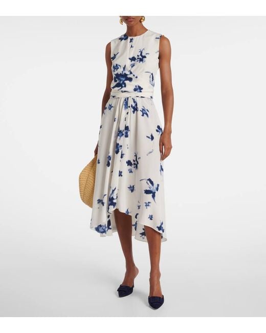 Altuzarra Blue Penny Floral Silk Wrap Dress