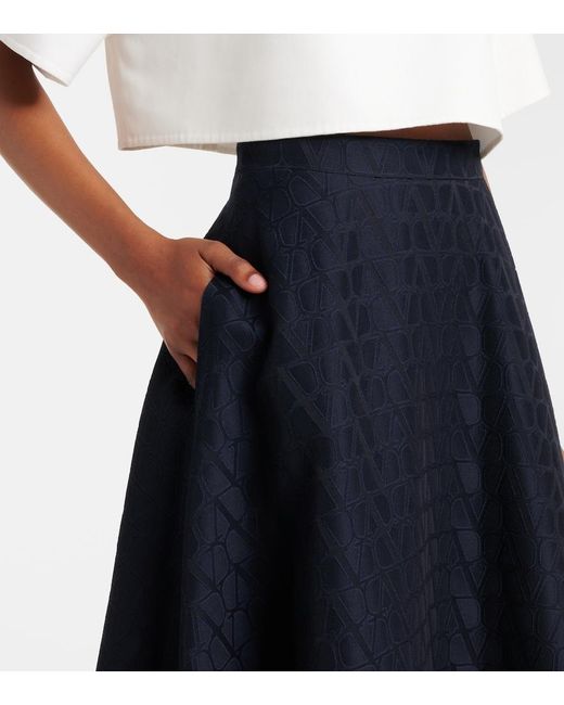 Valentino Blue Toile Iconographe Crepe Couture Midi Skirt