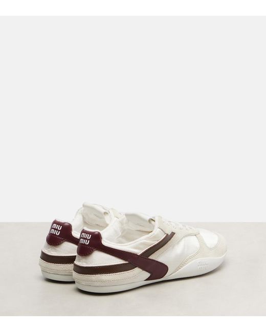 Miu Miu White Gymnasium Suede-Trimmed Sneakers