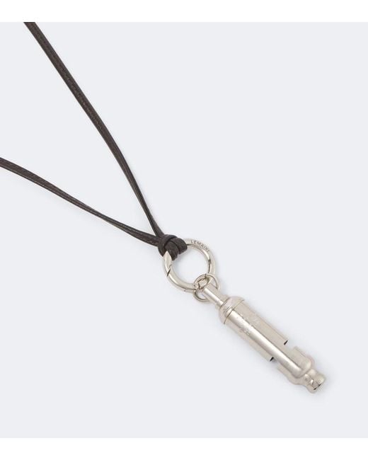 Lemaire White Acme Leather Pendant Necklace for men
