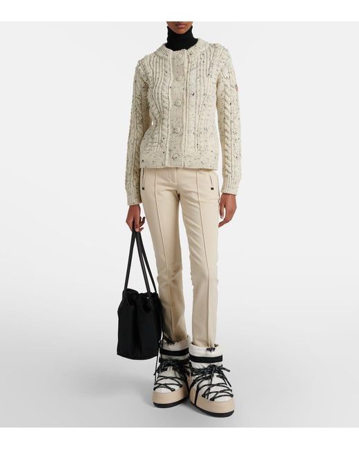 Moncler Natural Cable-Knit Wool Cardigan