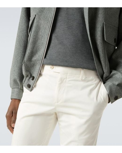 Lardini White Mid-Rise Cotton Slim Pants for men