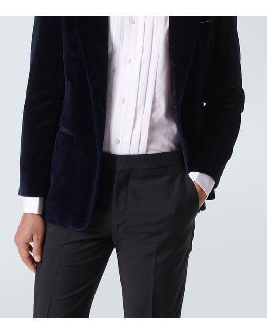 Rubinacci White Pleated Cotton Tuxedo Shirt for men
