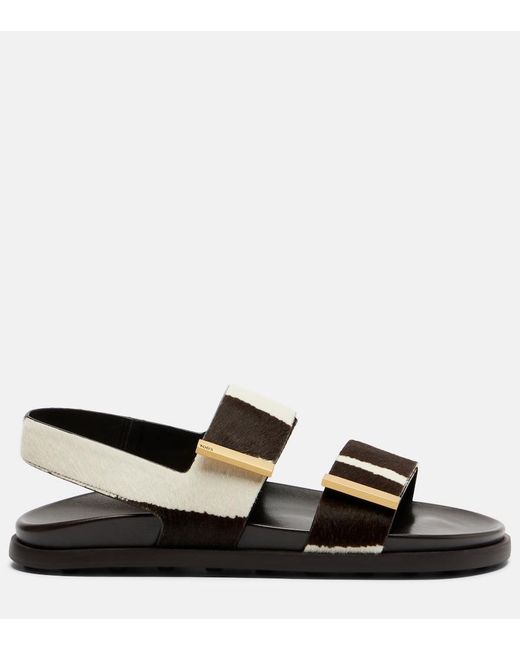 Tod's Black Printed Calf Hair Sandals