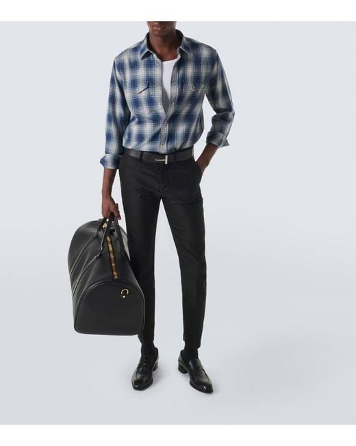 Tom Ford Blue Checked Cotton Western Shirt for men