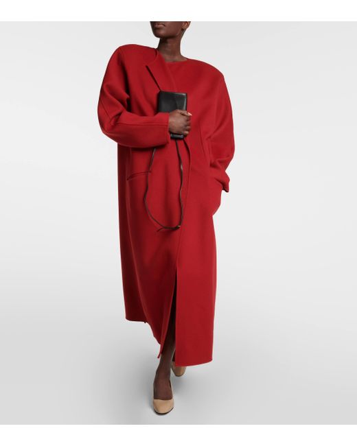 The Row Red Priske Oversized Cashmere Coat