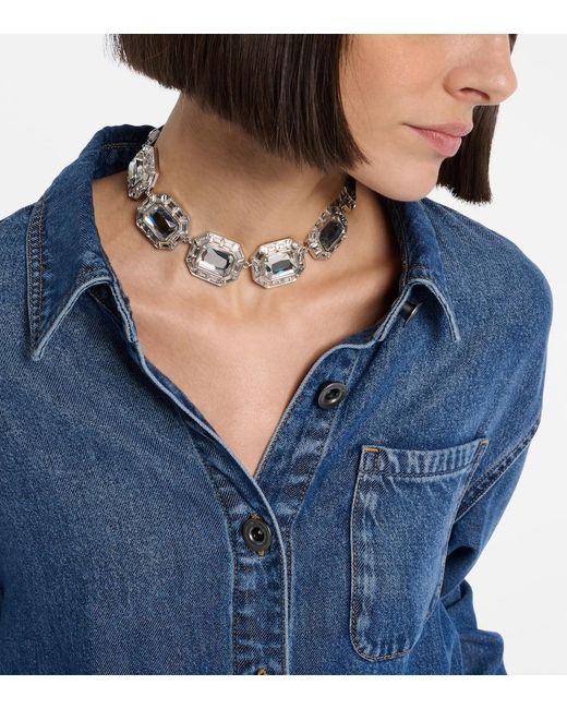 Self-Portrait White Crystal-Embellished Choker