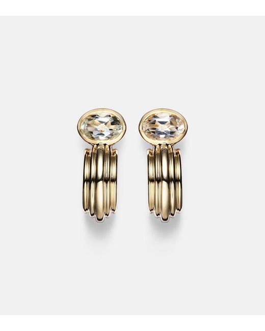 STONE AND STRAND White Pavillion 14Kt Earrings With Topazes