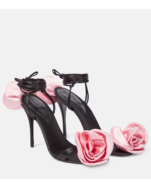 Magda Butrym Pink Floral-Applique Sandals