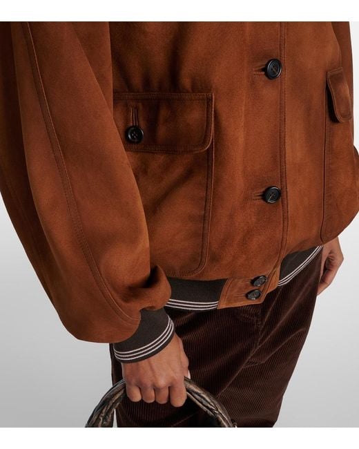 Miu Miu Brown Logo Suede Blouson Jacket