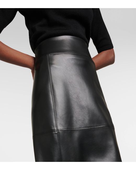 Max Mara Black Rimini Faux Leather Midi Skirt