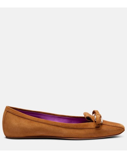 Roger Vivier Brown Virgule Suede Ballet Flats