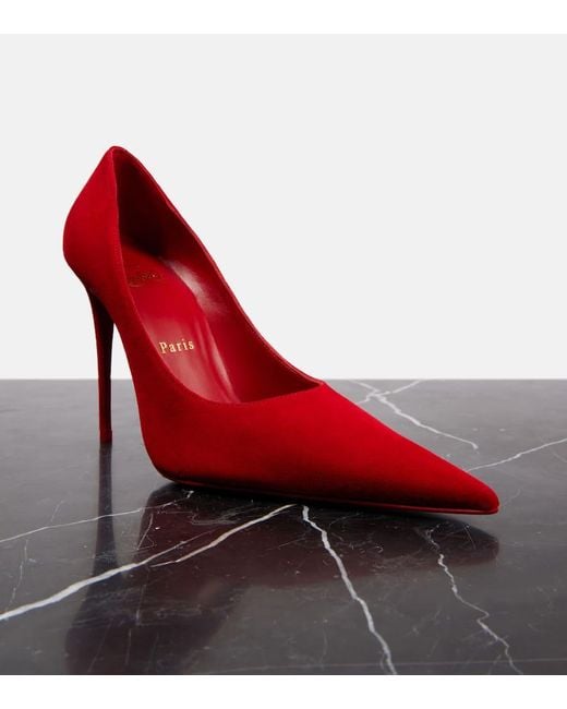 Christian Louboutin Red Kate Max 100 Suede Pumps