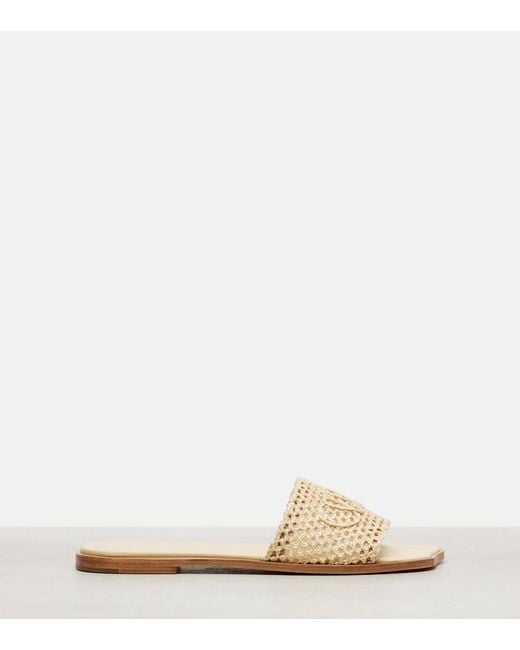 Chloé Natural Flower Crocheted Slides