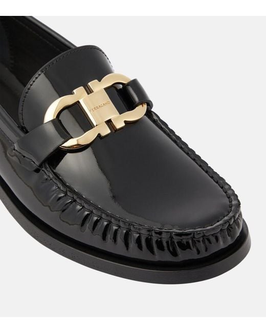 Ferragamo Black Maryan Leather Loafers