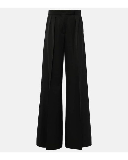 Max Mara Black Libbra High-rise Wool Wide-leg Pants