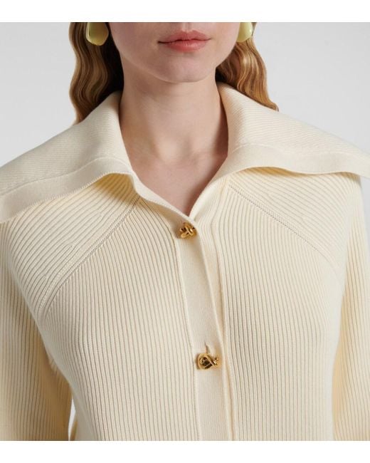 Bottega Veneta Natural Knot Ribbed-Knit Cotton Cardigan