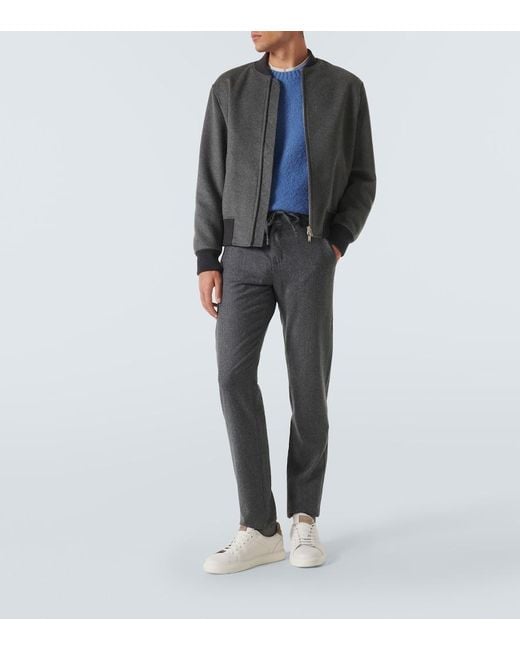 Canali Gray Wool Straight Pants for men
