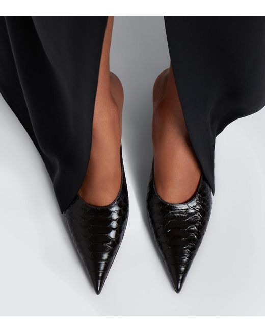 Tom Ford Black Croc-Effect Leather Mules