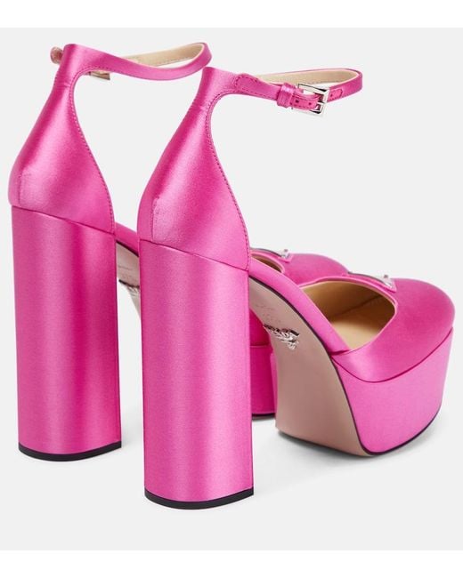 Prada Pink Satin Platform Pumps