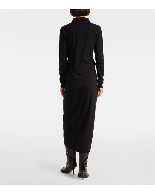 Dries Van Noten Black Cotton Jersey Polo Shirt