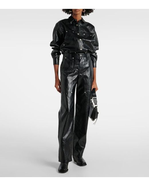 Isabel Marant Black Hemd Abelia Aus Lederimitat