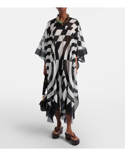 Dries Van Noten Black Printed Cotton Kaftan