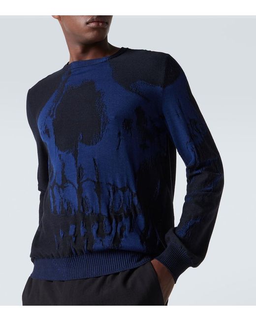 Jersey Skull En Jacquard De Lana Alexander McQueen de hombre de color Blue