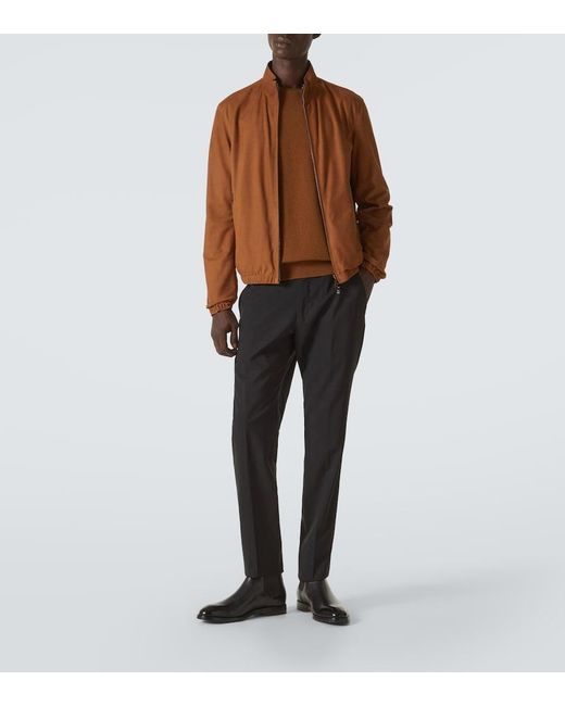 Zegna Brown Reversible Leather Blouson for men