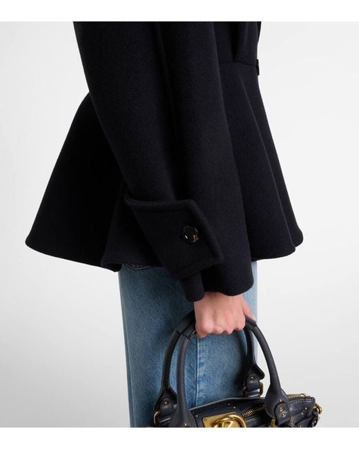 Abrigo En Mezcla De Lana Con Peplum Chloé de color Black