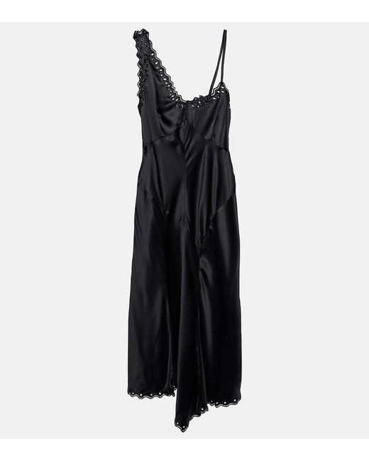 Isabel Marant Black Ayrich Embroidered Silk Midi Dress