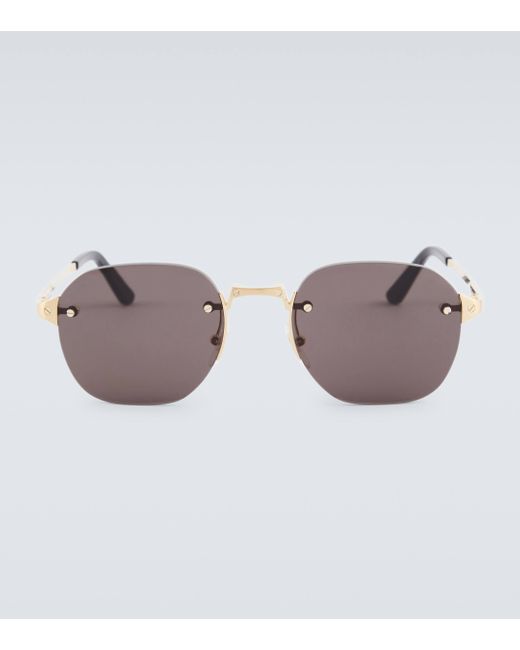 Cartier Brown Santos De Cartier Round Sunglasses for men