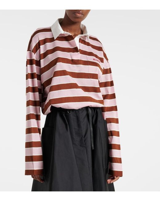 Polo Cropped De Jersey De Algodon Prada de color Pink