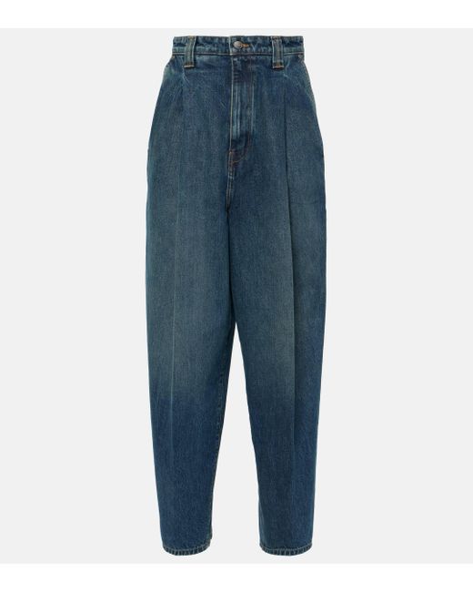 Khaite Blue Ashford High-rise Tapered Jeans
