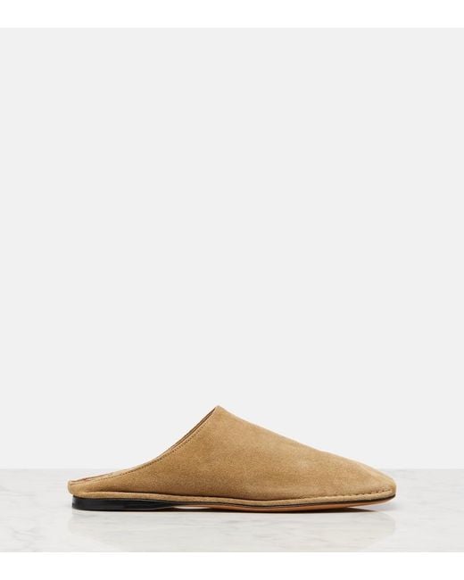 The Row Natural Piper Suede Slides