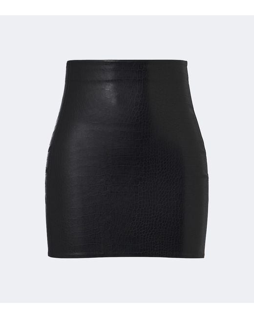Wolford Black Embossed Croc-Effect Miniskirt