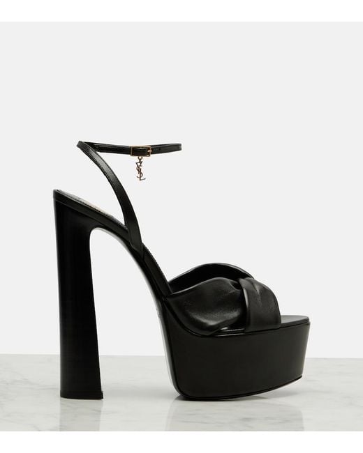 Saint Laurent Black Franciane 105 Leather Platform Sandals
