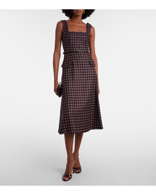 Robe Midi Petra En Laine Melangee A Carreaux Emilia Wickstead en coloris Purple