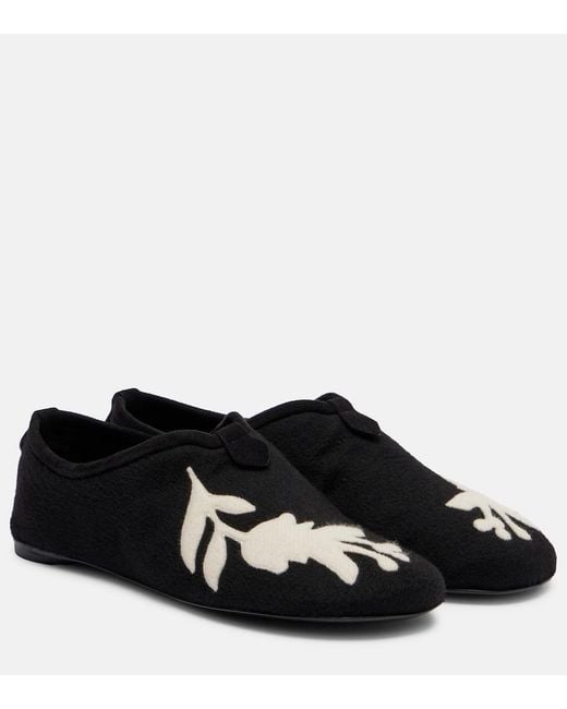 Loro Piana Black Floaty Embroidered Flats