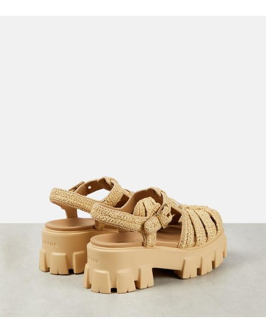 Prada Natural Plateausandalen Monolith