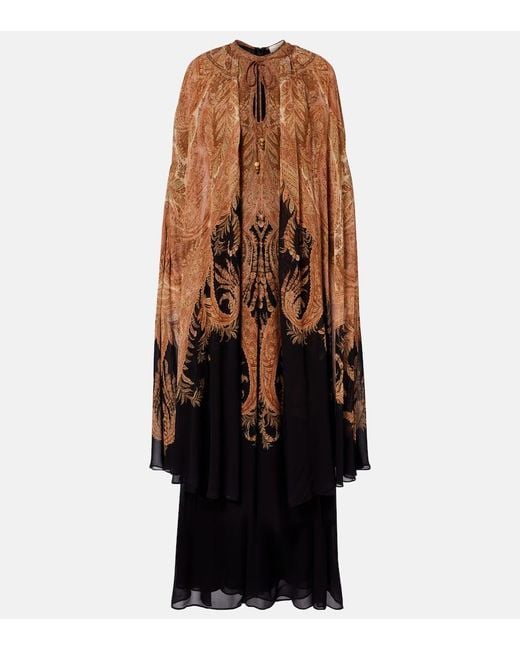 Vestido Largo Hypnotic Con Capa Zimmermann de color Brown