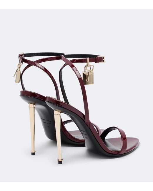 Tom Ford White Padlock Patent Leather Sandals