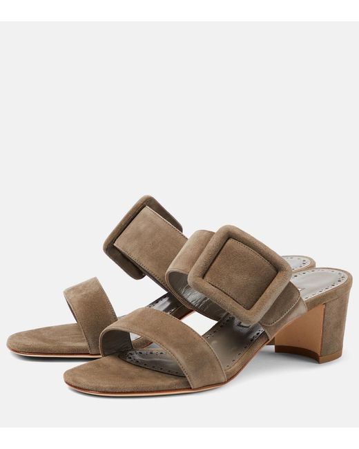 Manolo Blahnik Brown Newton 50 Suede Mules