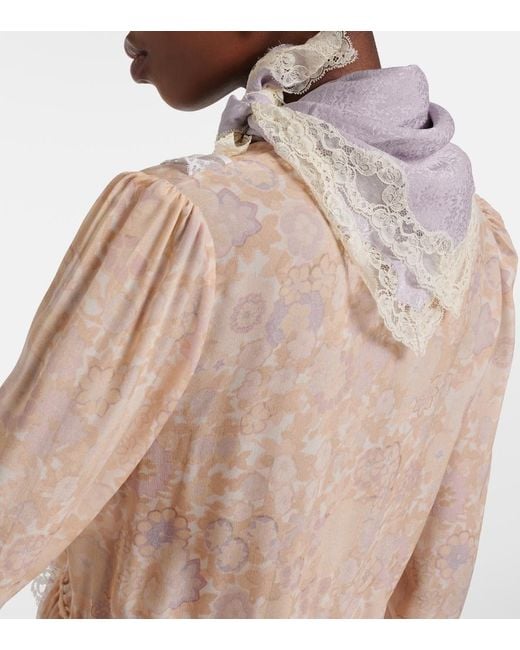 Chloé Purple Printed Silk Jacquard Scarf