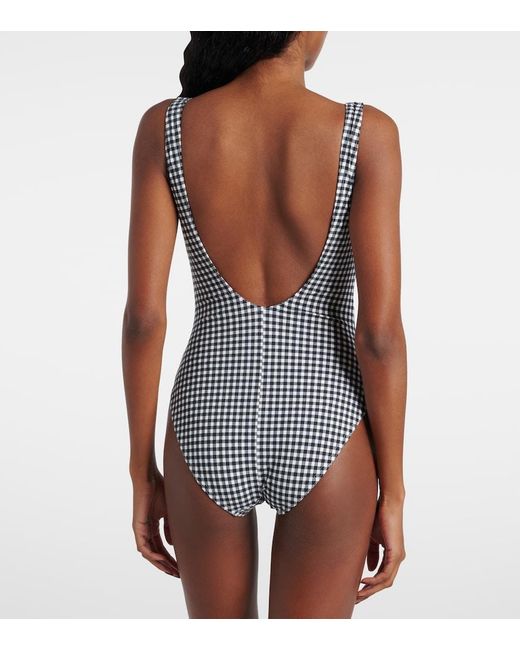Karla Colletto Black Ruched Gingham Swimsuit