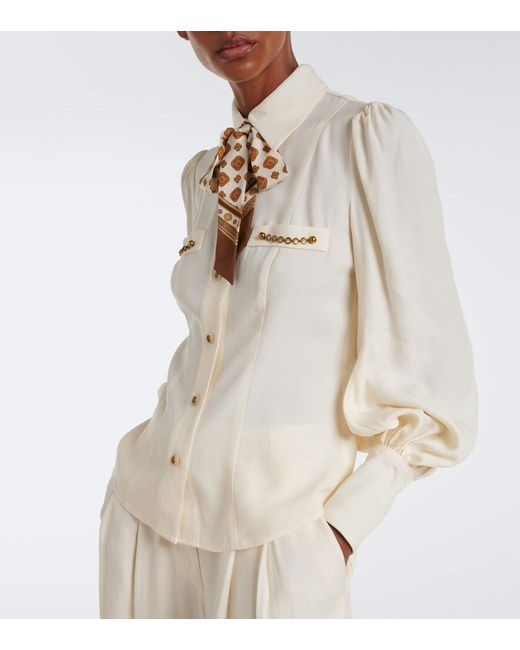 Zimmermann Natural Utility Tie-Neck Blouse