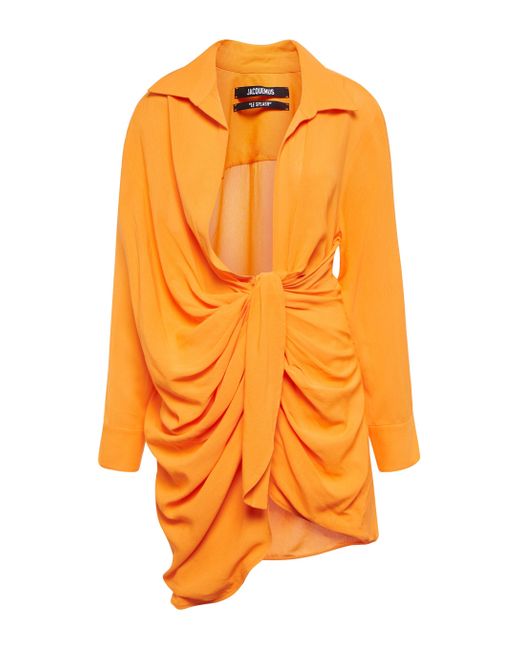 Jacquemus La Robe Bahia Gathered Minidress in Orange | Lyst UK