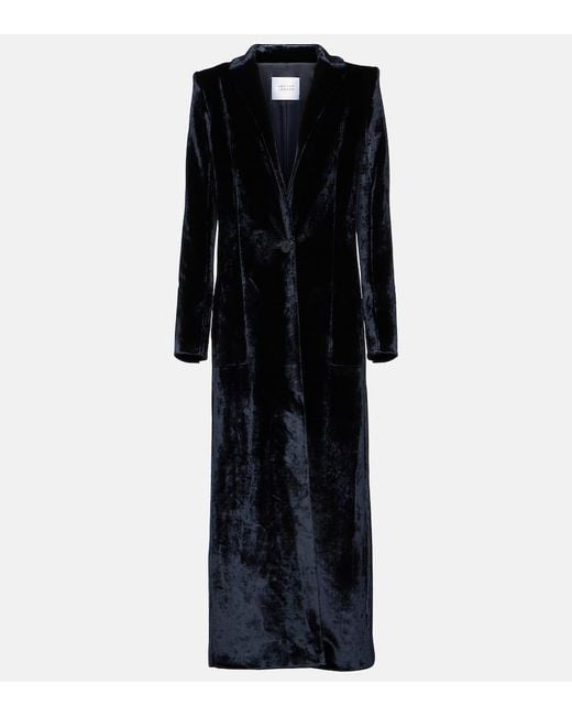 Galvan Black Sculpted Velvet Coat